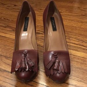 Size 8, Ann Taylor Burgundy, Tassel flap Heel